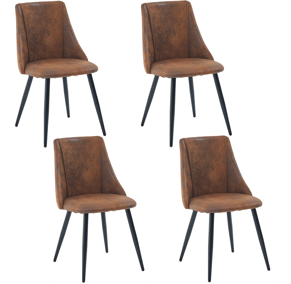 MEUBLE COSY Meubles Cosy Set van 4 eetkamerstoelen - vintage retro suédine – Bruin