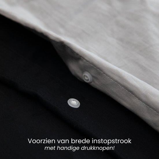 Superieur Dekbedovertrek Twin Face – Zwart / Lichtgrijs - 100% Katoen - 240x200/220cm Lits-Jumeaux – Stoere lichtgijze met zwart dekbedset – adembenemend in uitstraling – optimaal ventilerend en ademend — afbeelding 3