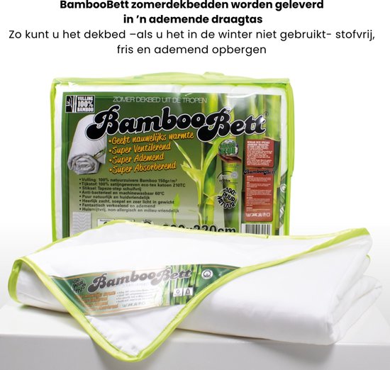Bamboo Bett - 100% Bamboe zomerdekbed - Heerlijk Koel & Fris bamboe dekbed - Licht, soepel, absorberend, ventilerend zomer dekbed - 260x220 cm Lits-Jumeaux