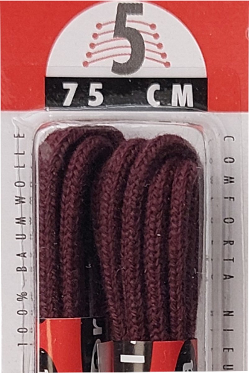 Marla Veters - 2 Paar - Bordeaux - Dun Rond - Lengte 75 cm - Dikte 2,5 mm - Schoenveter