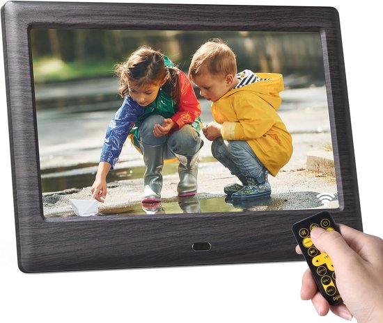 Kodak Digitale fotolijst, 7 inch, elektronische fotolijst, IPS-scherm, foto/ muziek/videospeler/kalender/alarm, ondersteuning USB of SD-kaart, automatisch draaiend, met afstandsbediening