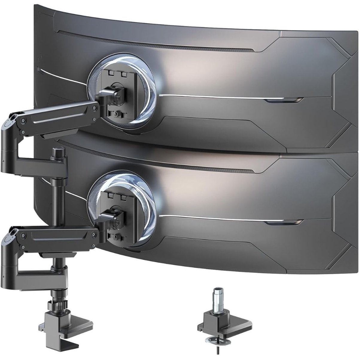 MKSS® Monitor Arm 2 Schermen - Standaard - Verhoger - Zwart