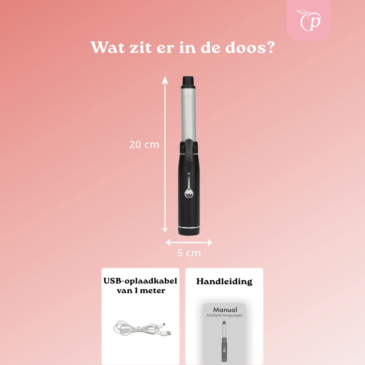 Karsten International Draadloze Mini Krultang USB C Oplaadbaar Zwart - afbeelding 2