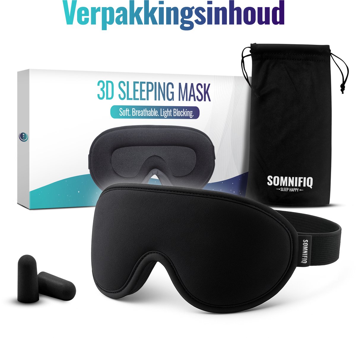 Somnifiq Slaapmasker - Luxe 3D Oogmasker Slaap - Zijden Slaapmasker - Traagschuim - 100% Verduisterend - Voor Mannen en Vrouwen — afbeelding 9