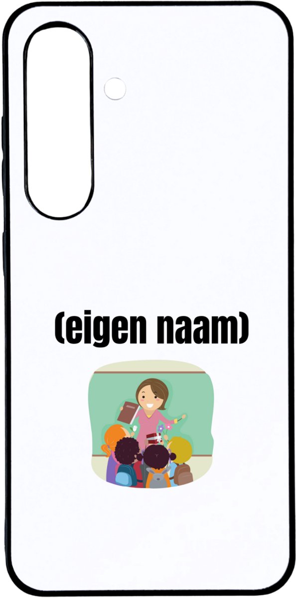 Hacebo® - juf met kinderen met eigen naam telefoonhoesje - Juf - leraressen - telefoonhoesjes - collega's - verjaardag - afscheidscadeau - geschenk - kado - hoesje geschikt voor Samsung Galaxy S25