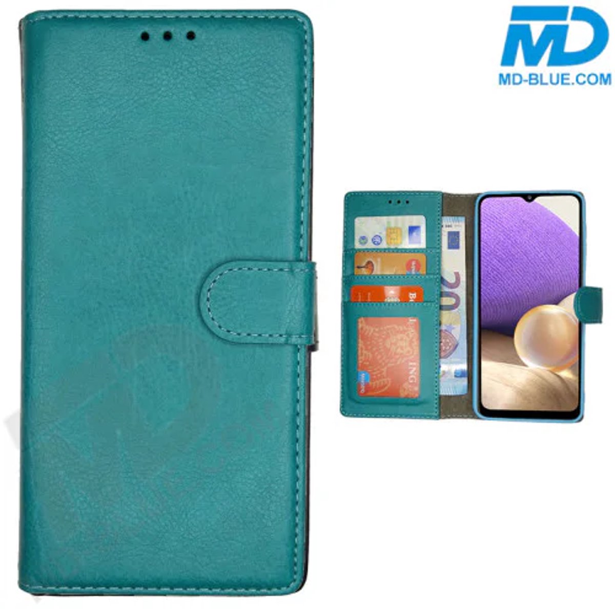 LAMT Stevige Bookcase Hoesje iPhone 17 Pro Max – Sky Blue – Met Magnetische Sluiting