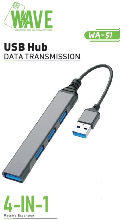 Wave | USB Hub Extender 4-in-1 | USB 3.2 Hub met Meerdere Poorten ...