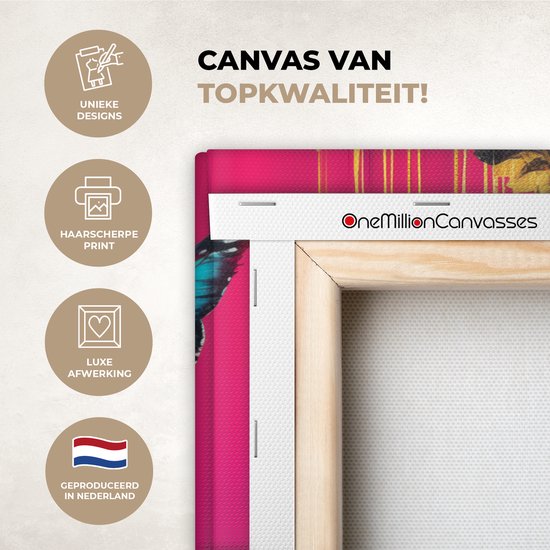 Tableau sur toile 80x60 cm - Décoration murale exclusive Femme - Abstrait - Coloré - Décoration murale salon - Décoration chambre - Accessoires chambre - Peintures sur toile