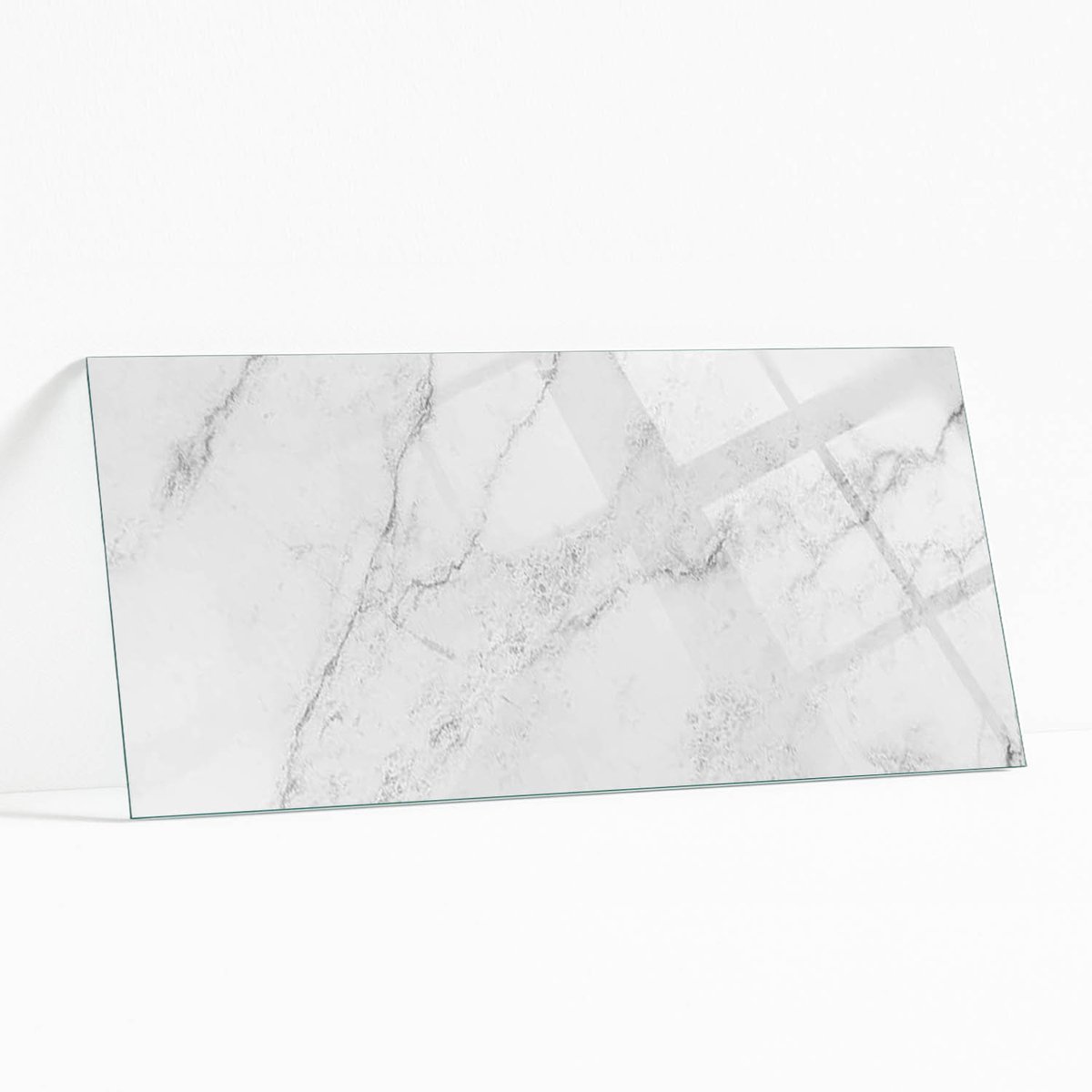 Wallfluent - Marmeren Oppervlaktepatroon Veiligheidsglas - 125 x 50 cm - Wit Gehard Glas -