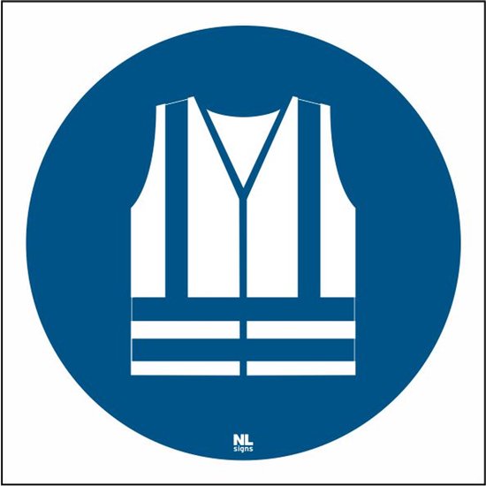 Panneau : Le port du gilet de sécurité est obligatoire M015 10x10