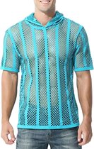 Panegy Netshirt Voor Heren – Transparant Mesh Overhemd Met Lange Mouwen (verschillende Maten)