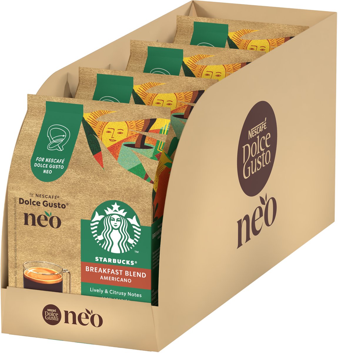 Starbucks by NESCAFÉ Dolce Gusto NEO koffiepads Breakfast Blend - 4x12 pads voor 12 koppen koffie