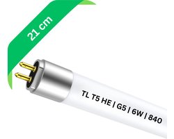 T5 TL buis 21 cm – 6W – G5 fitting – Ø 1.6 cm – 840 Koel Wit 4000K