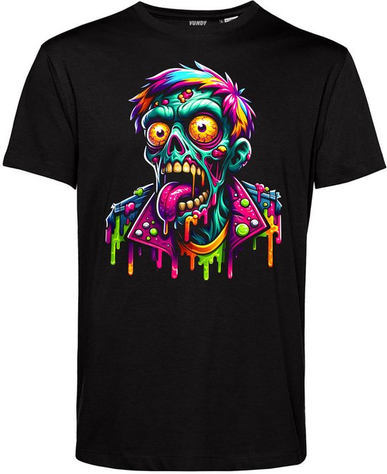 T-shirt Neon Punk Zombie | Halloween Kostuum | Halloween | Zwart | maat XL