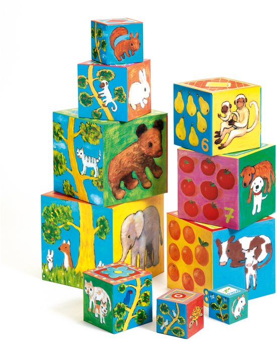 Djeco - 10 Blokken om te Stapelen - Mijn Vrienden