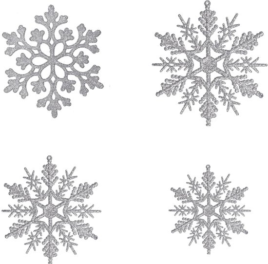 Peysaitr - Flocons de neige - Décorations pour sapins de Noël - Flocons de neige de Noël à DIY - Plastique - Décoration flocon de neige - Blanc - 36 pièces