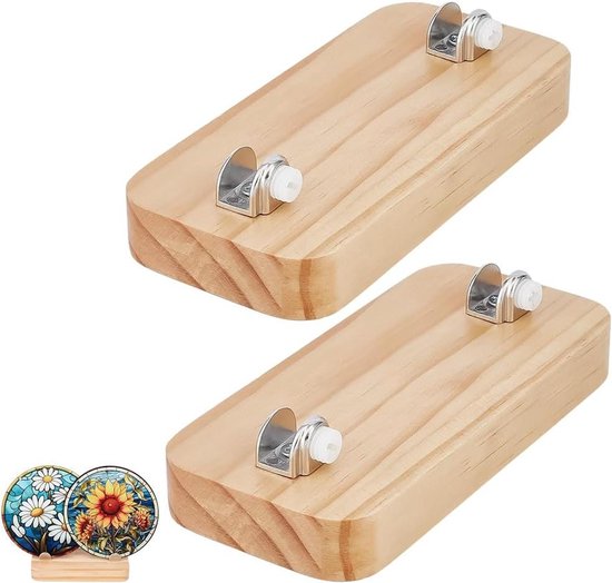 Foto: Allecto plus houten displaystandaard voor glazen stuk 15 cm rustiek gesmolten glas kunstbasis decoratieve plaat standhouder ezel voor keramische tegels platen afbeeldingen verzamelobjecten 