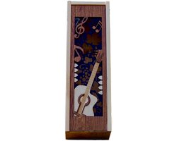 Houten Wijnkistje met Gitaar Uitsnede – Luxe Geschenkdoos voor Wijn – Origineel Cadeau voor Muziekliefhebbers