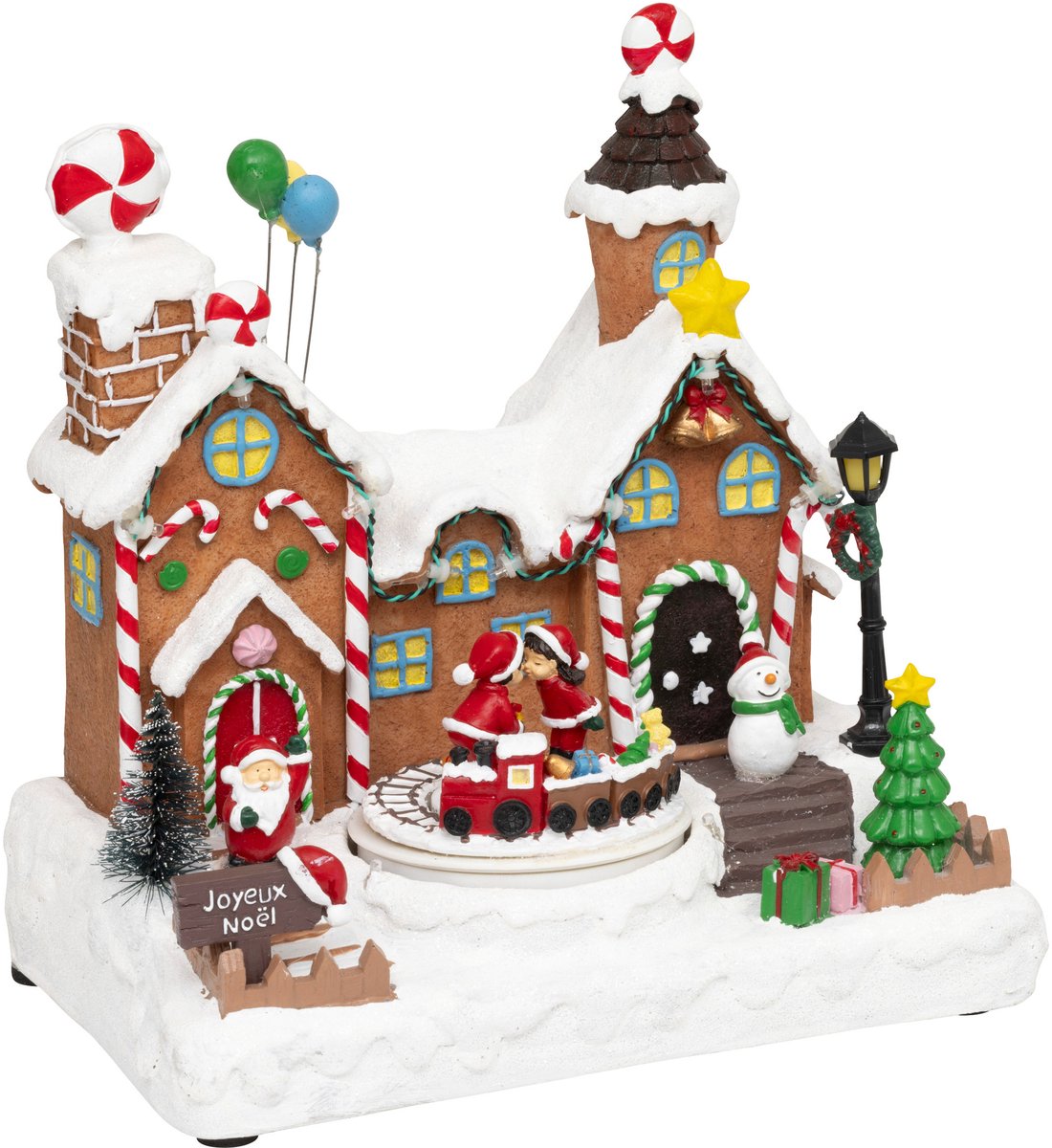Kerstscène, cadeaufabriek, 23,2 x 24,5 cm, bewegend met geluid