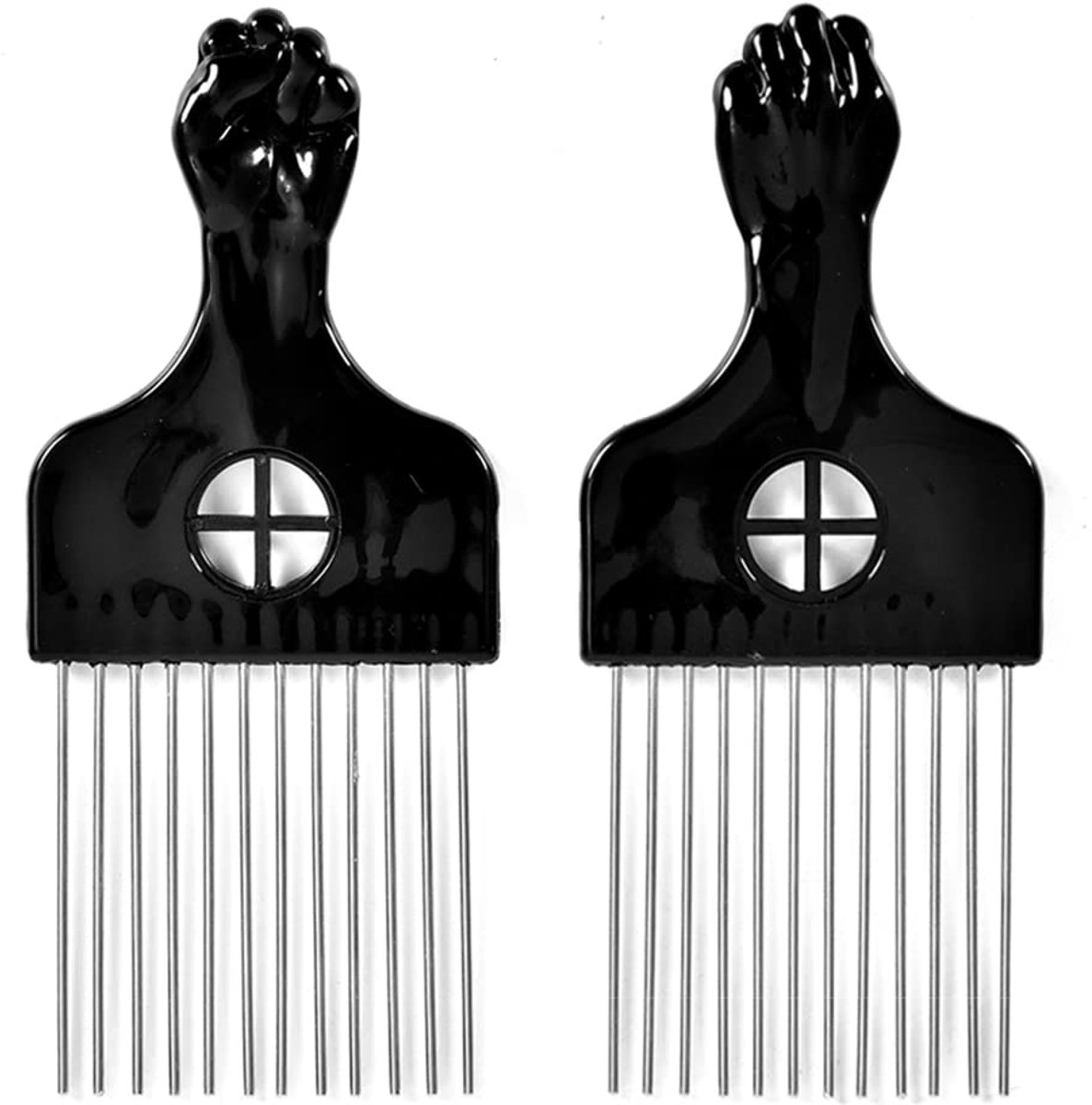 Krullenkam voor Kroeshaar - Metalen Haarkam Set - Krullen Defini毛ren zonder Breken - Ritsvrij, Geschikt voor Dik Haar - Voor Vrouwen en Mannen - Zwart - 2 Stuks