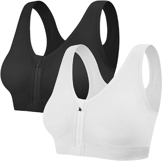 BH de Fitness 2 pièces avec fermeture éclair - Fermeture éclair sur le devant - Fitness pour femme - Soutien-gorge de sport avec fermeture sur le devant