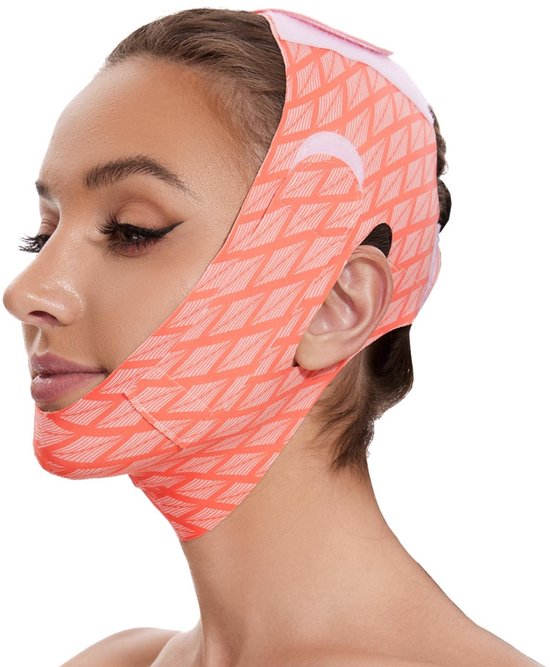 Vitdipy - Onderkin Afslankband - Face Lift - Vermindert Dubbelkinn En Straft Gezichtscontour - Voor Dag En Nacht - Rood