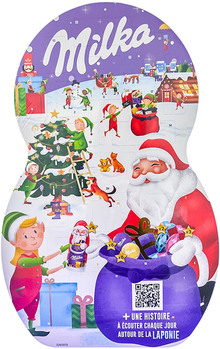 Milka Adventskalender - Kerstman Vorm met Alpenmelk Chocolade - 186g