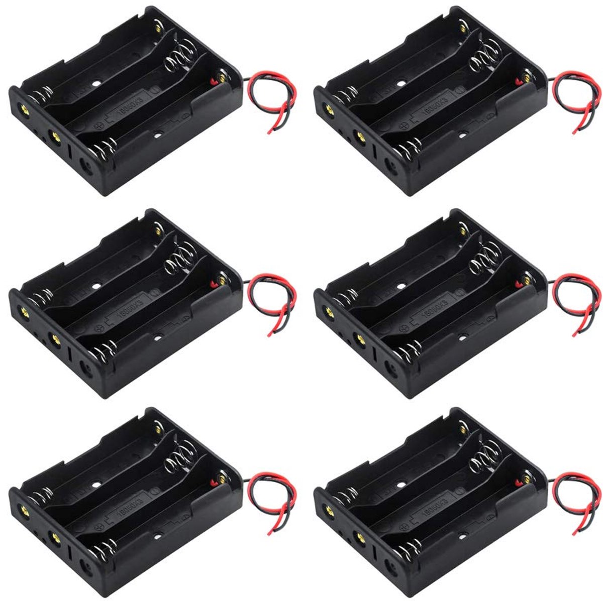 6 pieces 3 x 3.7 V 18650 battery case plastic storage box with wire wires (3 drops)