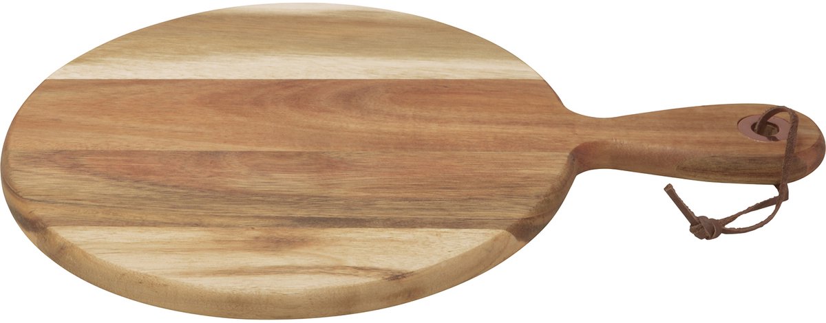 Point-Virgule ronde serveerplank met handvat uit acaciahout 35x24.5x1.5cm