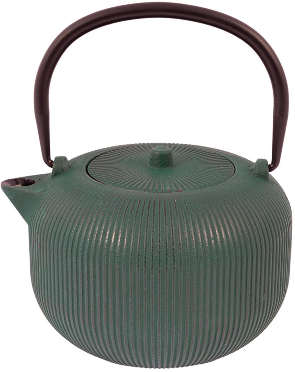 Point-Virgule geribbelde theepot uit gietijzer 350ml interne emaillaag Forest Green