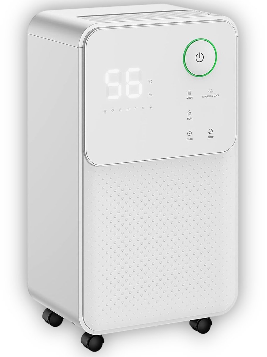 Yuconn Luchtontvochtiger - 16 L per dag - Wasdroogfunctie - Ontvochtiger voor Badkamer, Slaapkamer, Kelder en Zolder - Dehumidifier - Voorkomt schimmel - Vochtvreter - Wit