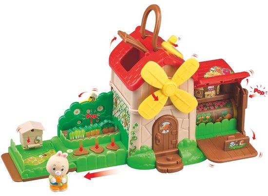 Klorofil Speelset De Tuinmolen – Poppenhuis - met molen, tuin en winkeltje – Inclusief Sam het konijn – Vanaf 18 maanden
