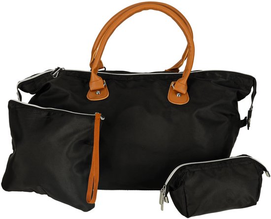 Baby Verzorgingstas voor Moeders – Luiertas Set met 2 Pouches, Thermovakken & Rits – Zwart