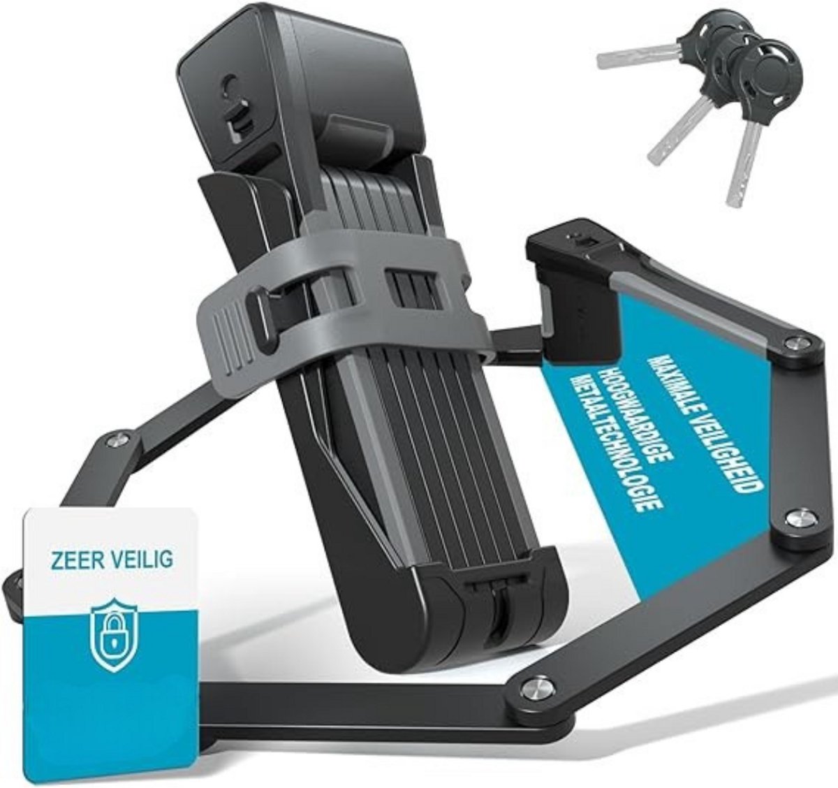 Lexium Vouwslot - Slot voor Electrische Fietsen en Fatbike - Fietsslot - Voor elk type Fiets - Met Houder