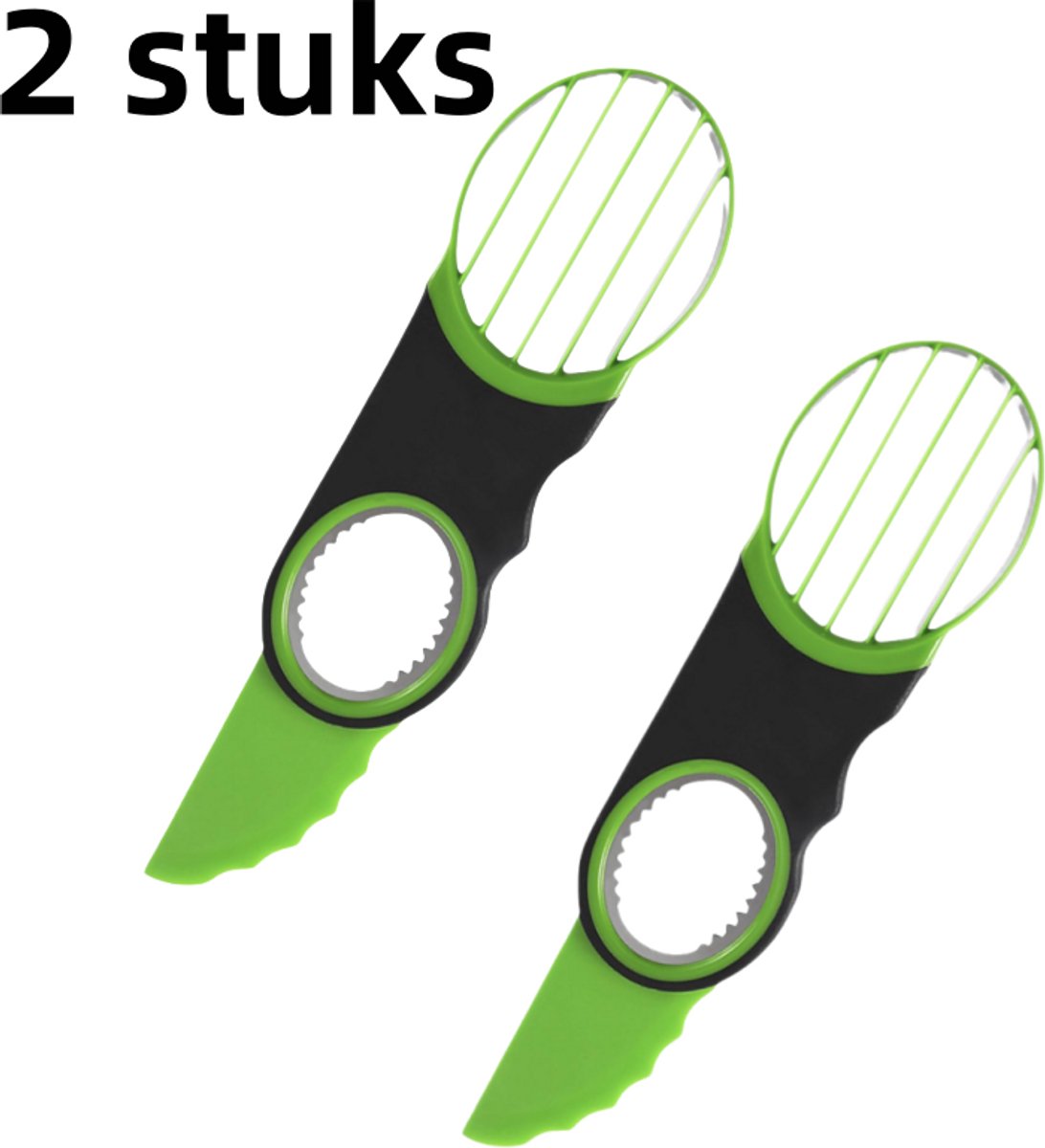 2-delig avocadomes - Multifunctionele fruitsnijder, kiwisnijder, avocadokernverwijderaar - Groen