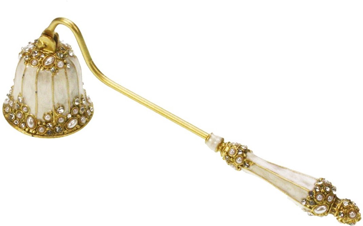 Kaarsendover met Parels – Wit/Goud – 17×4×6 cm – Elegant & Functioneel