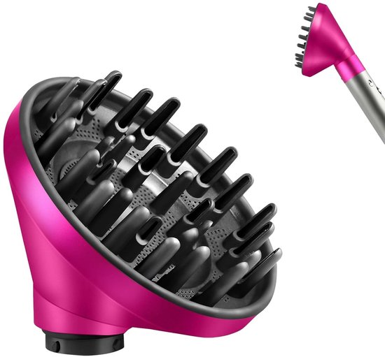 Wave + curl diffuser geschikt voor Dyson Airwrap styler, upgrade diffuser mondstuk accessoire geschikt voor Dyson Airwrap HS01 HS05 HS08 wave krullend of krullend haar type - Krultang speciale diffuser mondstuk - rozenrood