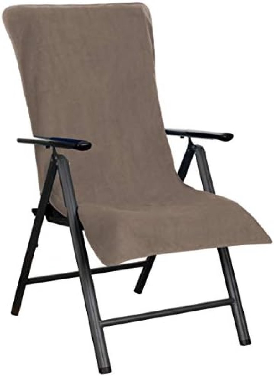 PromoHome Badstof Tuinstoelhoes 65x130 cm - Zacht Antislip - Met Capuchon "Bruin"