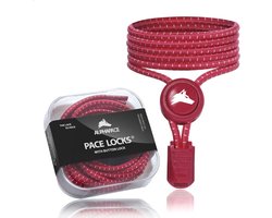 Elastische Veters met Snelsluiting voor Sport en Vrije Tijd - Rood met Witte Strepen - 120 cm