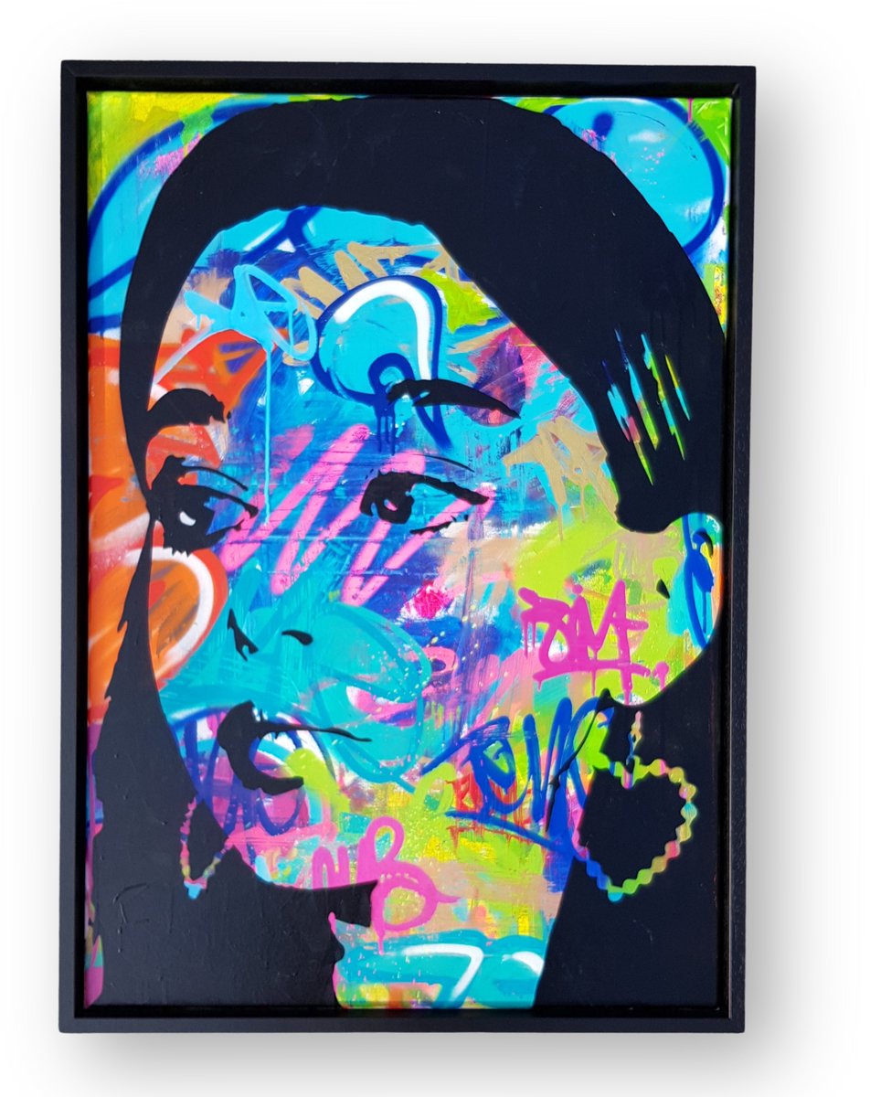 Wallfox – Schilderij op canvas – Handgeschilderd – Wanddecoratie - 100x70cm – Street art - Modern