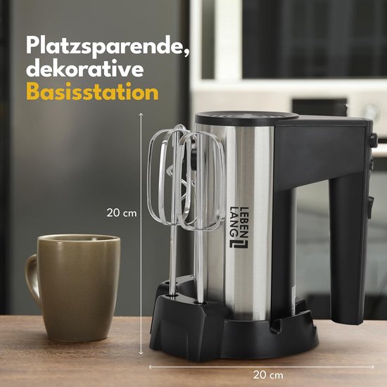 400 W Handmixer met 5 Snelheden en Turbo - Incl. Staande Houder en Roestvrijstalen Haken van Merkloos — afbeelding 4