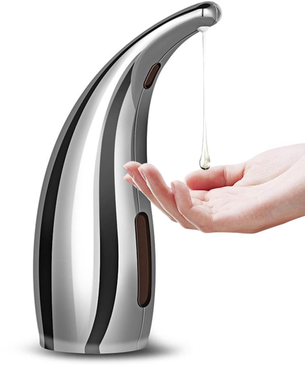 QTTVBTNA -Automatische Zeepdispenser met Sensor – 300ml – 4 Instelbare Doseringen – Touchless & Batterij Aangedreven – IPX6 Waterdicht – Voor Badkamer & Keuken – Zilver