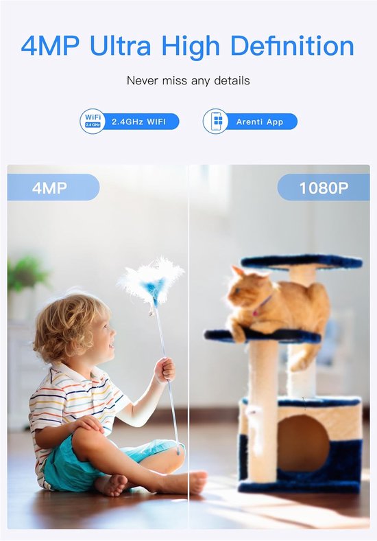 Arenti IN1Q - Duo-Pack 4MP - Bewakingscamera - Beveiligingscamera binnen - 4MP Ultra HD Resolutie - Wifi camera - 2-Pack van Merkloos — afbeelding 4