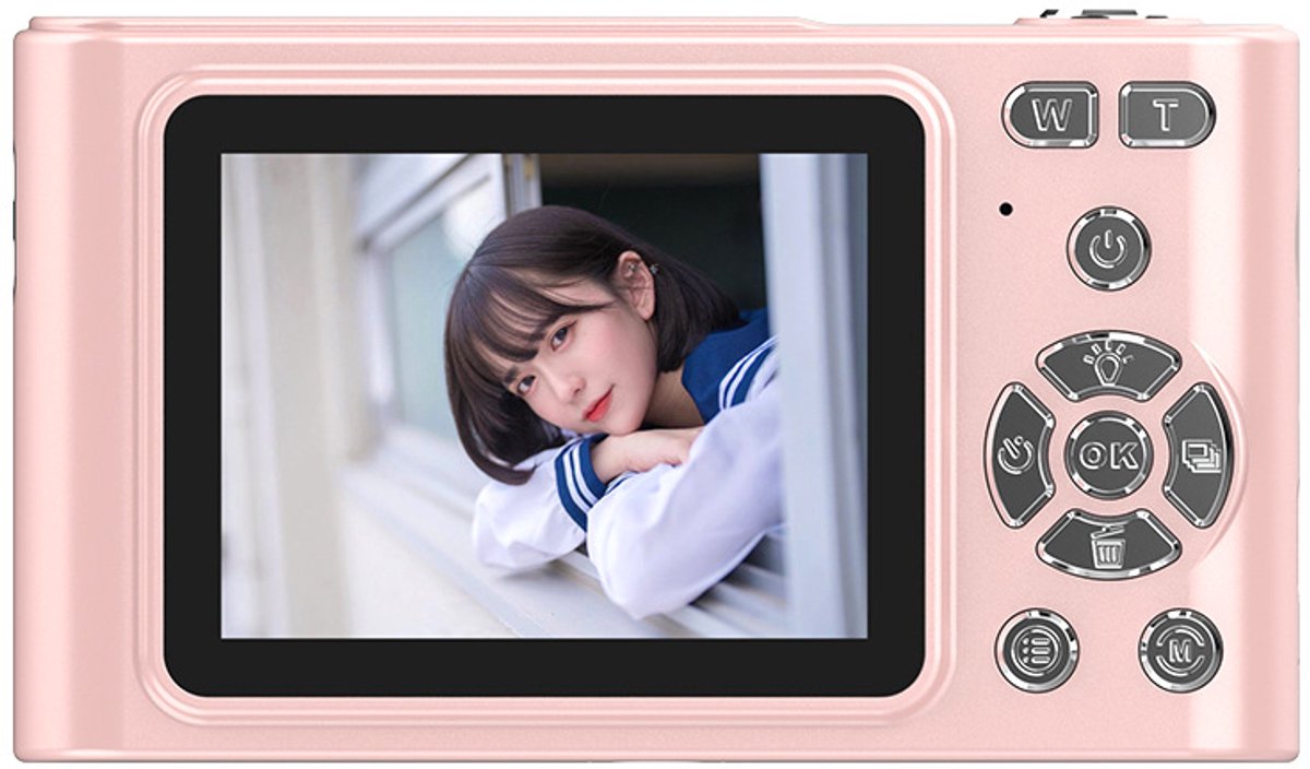 Digitale camera, camera voor kinderen, UHD 4K 48MP point-and-shoot digitale camera's met 64 GB SD-kaart en 16x digitale zoom tegen trillingen, compact, draagbaar klein cadeau voor jongens, meisjes en studenten, roze
