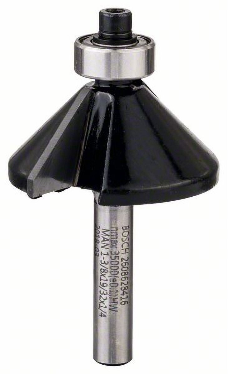 Bosch Fasefräser 1/4" Ø 34,9 mm B 13 mm L 14,7 mm G 56 mm 45° - 2608628416