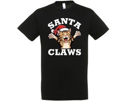 Santa Claws T-shirt - Unisex - Kerst - Christmas - Katten - Feestdagen - Kerst T-shirt - Grappig T-shirt - Kerstman - Foute kerst - Maat XL