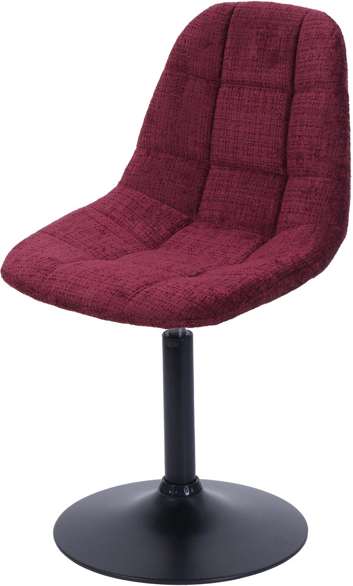 Eetkamerstoel MCW-A60, keukenstoel Stoel Draaistoel, staal MVG Stof/textiel Chenille (465 g/m²) ~ bordeauxrood