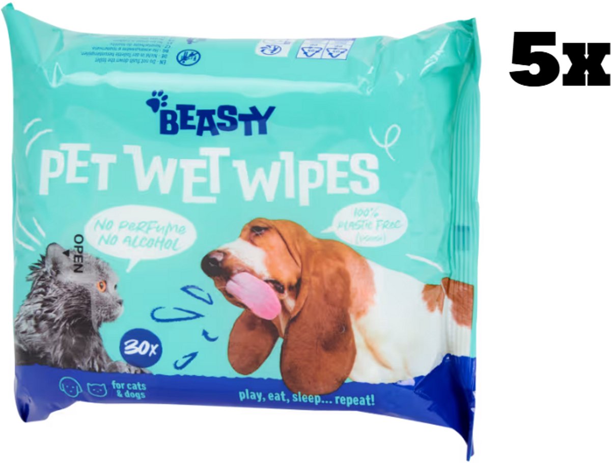 Beasty 5x vochtige doekjes voor huisdieren