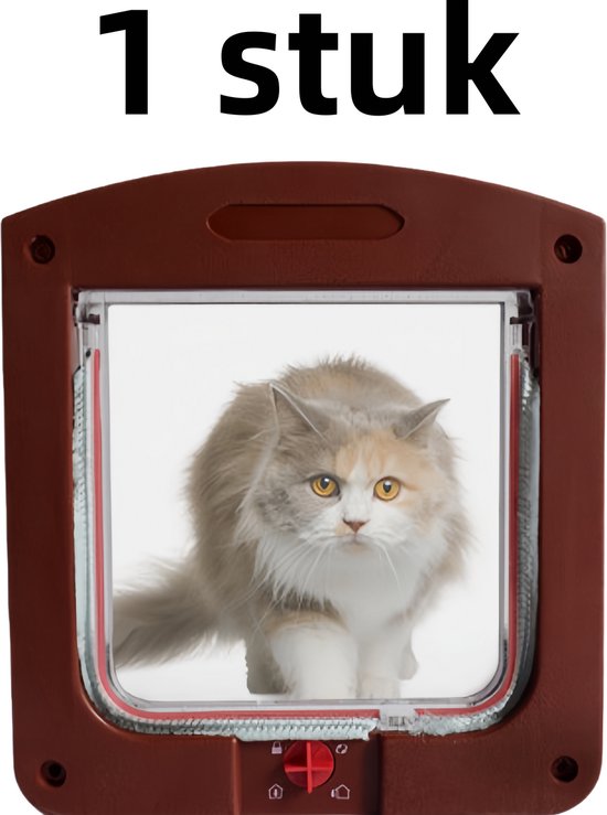 1 artikel - Kattenluik - Deuropening - Bestuurbaar - Vrije in- en uitgang voor huisdieren - Tweerichtingsdeur - Huisdierbenodigdheden - Bruin