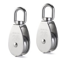 Gsedaox-Katrol-2 stuks-M25 Enkele Katrol-RVS-Zilver-hijskatrol-Belastbaar tot 150kg